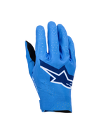 Luvas Alpinestars Supertech MX, luvas de motocross, azul Ucla com detalhes em azul escuro e branco, logótipo de estrela grande no dorso, perfurações a laser para respirabilidade, design ergonómico sem costuras para todo-o-terreno