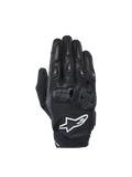 Alpinestars SP X 7, luvas de moto curtas para homem, pretas e brancas, em couro perfurado com proteção de articulações em TPU, certificadas CE.