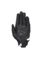 Alpinestars Luvas SP X 7, luvas de moto para homem, pretas e brancas, vista da palma em couro perfurado com deslizadores, ideais para road racing e estrada.