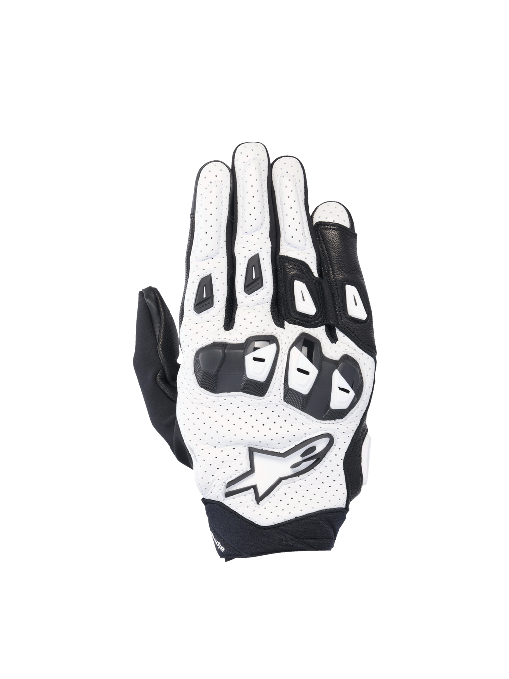 Alpinestars SP X 7, luvas de moto de corrida, para homem, brancas e pretas, couro perfurado, proteções TPU nos nós dos dedos