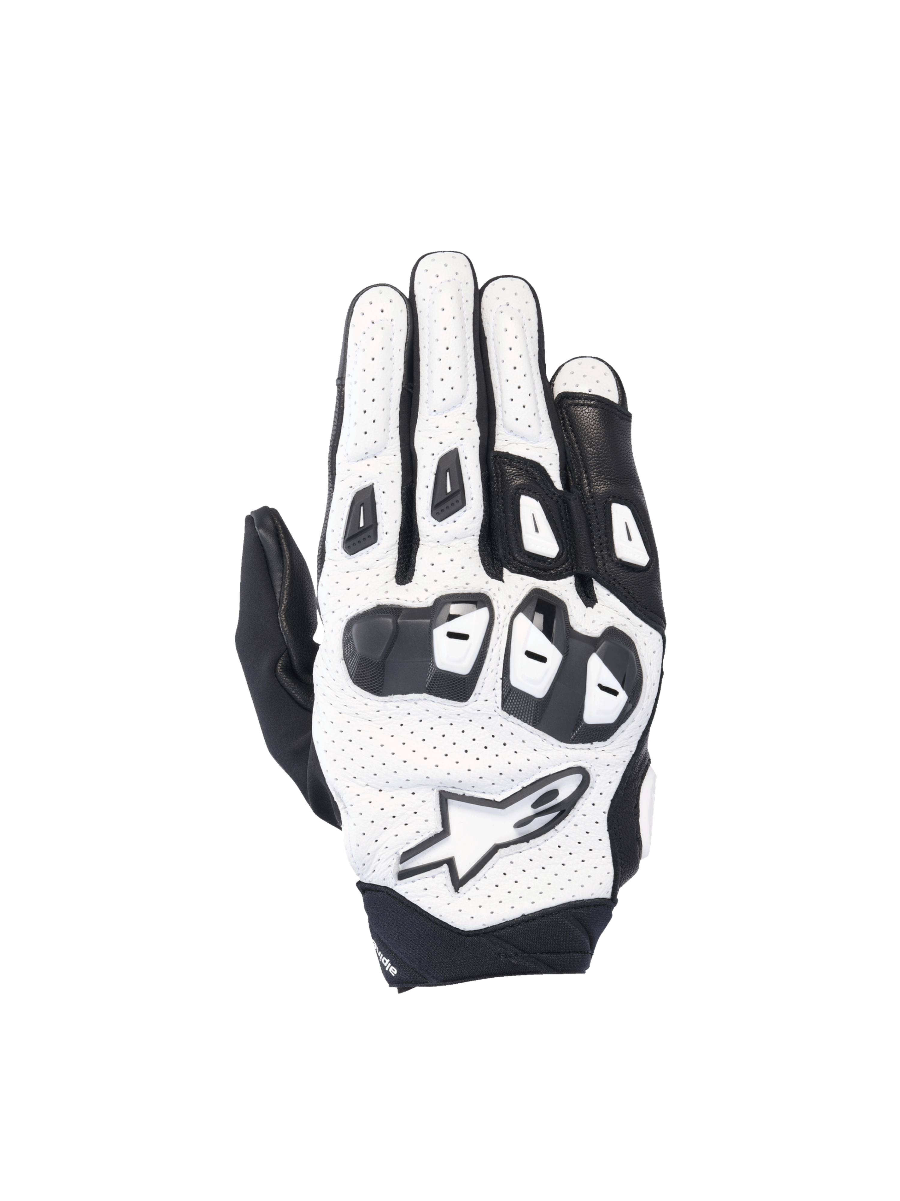 Alpinestars SP X 7, luvas de moto de corrida, para homem, brancas e pretas, couro perfurado, proteções TPU nos nós dos dedos