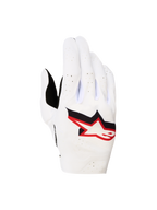 Alpinestars Supertech MX 2027, luvas de motocross para homem, brancas e vermelhas, com dorso elástico perfurado e respirável.