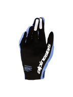 Alpinestars Supertech MX, luvas de motocross em violeta e preto, com palma perfurada e aderência de silicone.