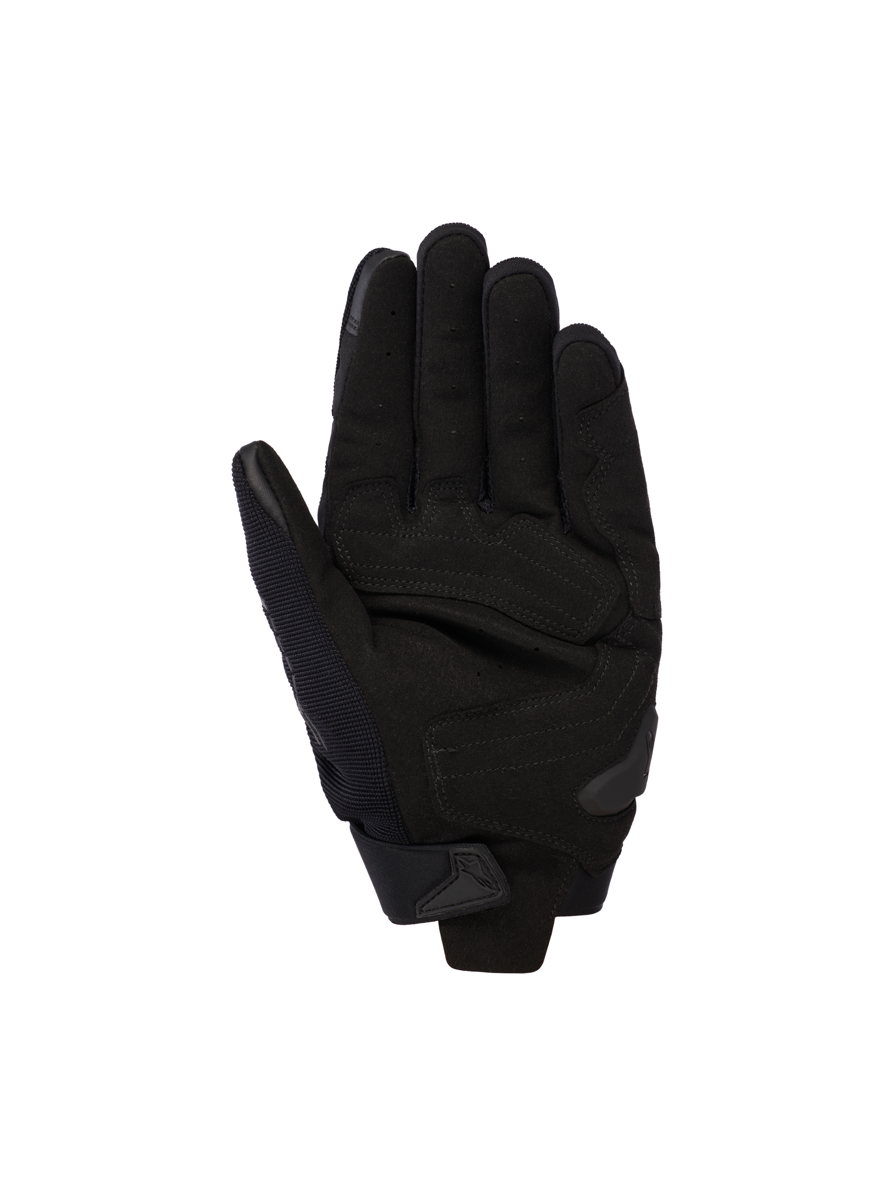 Luvas Alpinestars SP X 5 Air, pretas, vista da palma com couro perfurado para ventilação, reforços na palma e um slider em TPR, concebidas para condução desportiva e de estrada
