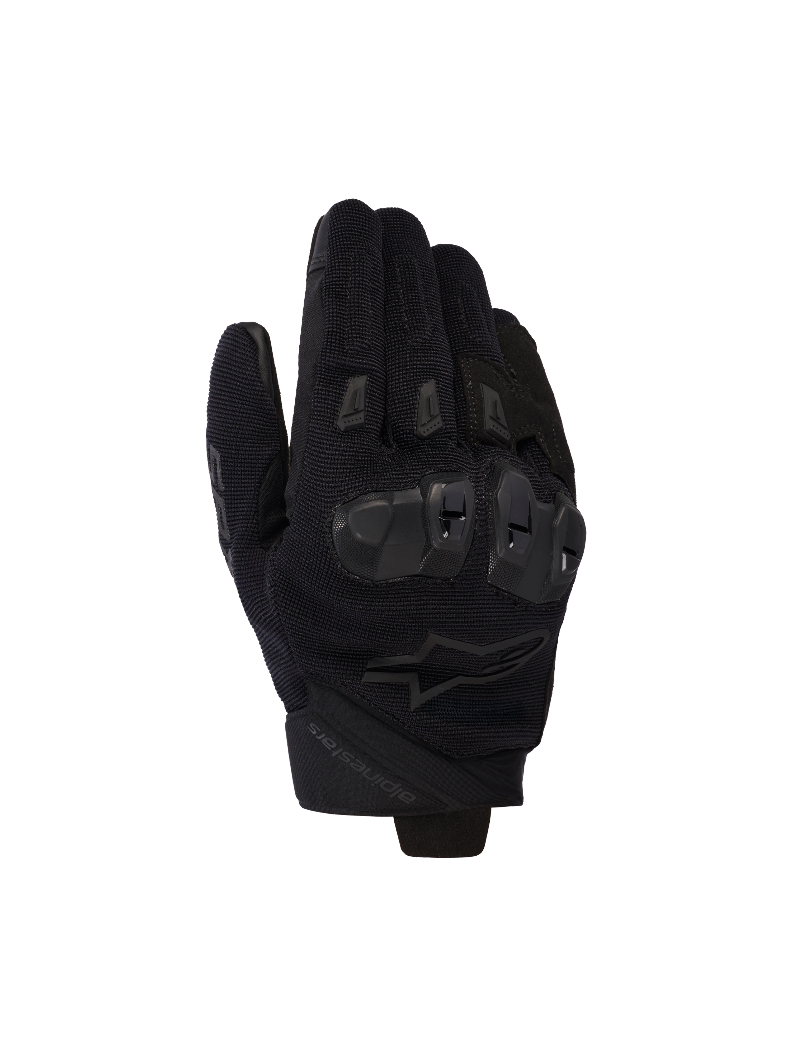 Luvas Alpinestars SP X 5 Air, luvas de moto pretas, dorso em malha 3D elástica com proteção de nós dos dedos em TPU de dupla densidade, design de punho curto, deslizadores de dedos ventilados, desempenho ergonómico para condução desportiva