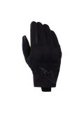 Alpinestars Reef V2 Gloves, luvas de moto pretas de punho curto com tecido elástico texturizado, design ergonómico com logótipo da marca no dedo indicador e emblema de estrela nas costas da mão