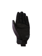 Luvas Alpinestars Reef V2, luvas de motociclismo de punho curto, Cinzento Médio Preto Branco, vista da palma com camurça sintética, reforço acolchoado e fecho de velcro seguro no pulso.