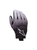 Alpinestars Reef V2 Gloves, luvas de motociclismo, gradiente cinzento médio e preto, logótipo de estrela branco e nome da marca no dedo indicador, design urbano de punho curto com proteção de nós dos dedos em TPU e tecido elástico