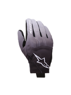 Alpinestars Reef V2 Gloves, luvas de motociclismo, gradiente cinzento médio e preto, logótipo de estrela branco e nome da marca no dedo indicador, design urbano de punho curto com proteção de nós dos dedos em TPU e tecido elástico