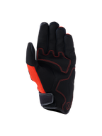 Alpinestars Ignite Gloves, Palm View, Black and Red Tangerine, synthetic suede palm with red contrast stitching, mesh side panel, short cuff with hook-and-loop strap, urban motorcycle commuting gear
