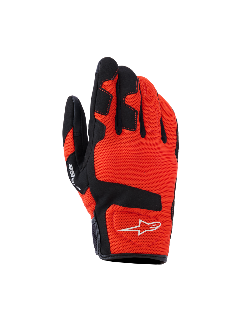 Alpinestars Ignite Gloves, luvas de desporto vermelhas e pretas, design ergonómico com secções acolchoadas nos dedos, tecido texturizado respirável com logótipo branco no pulso