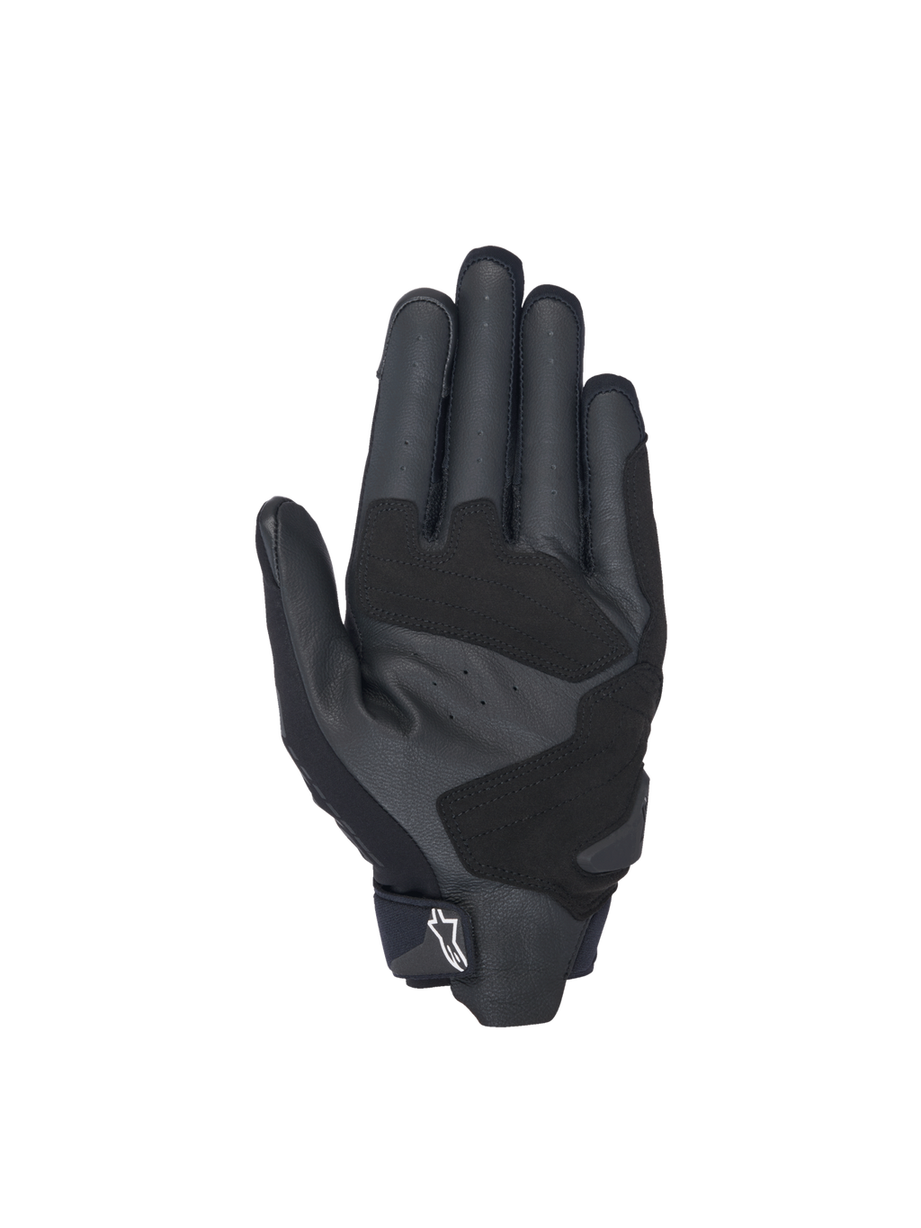 Luvas Alpinestars SP X 3, luvas de moto para corrida, masculinas, pretas, com palma em pele perfurada e sobreposições sintéticas.
