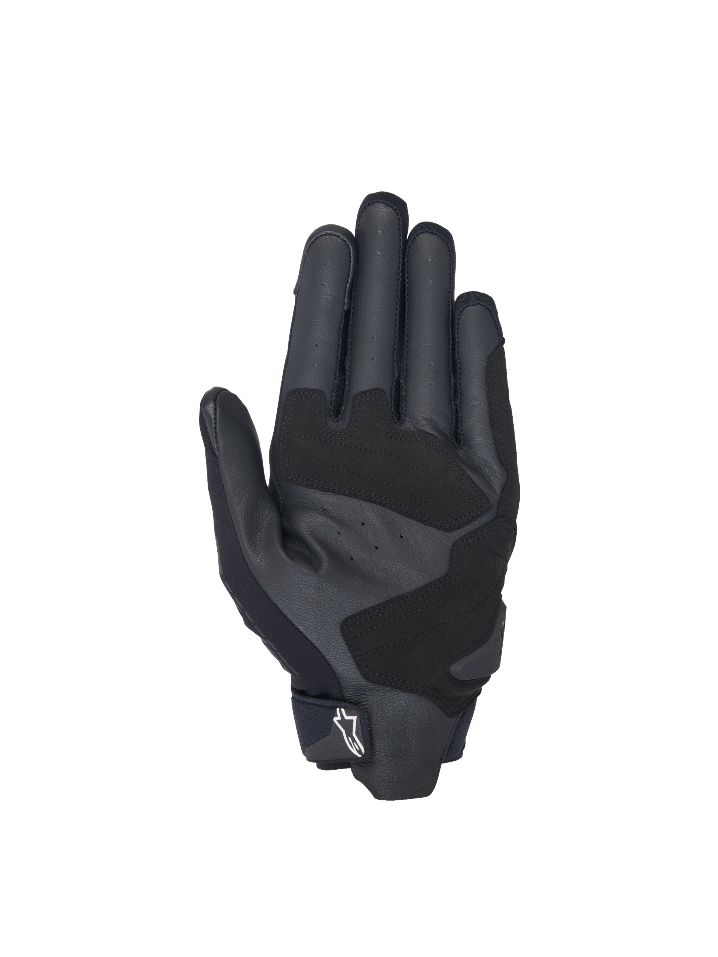Luvas Alpinestars SP X 3, luvas de moto para corrida, masculinas, pretas, com palma em pele perfurada e sobreposições sintéticas.