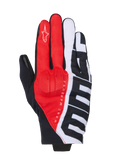 Alpinestars MM93 Reef V2 Gloves, Motorcycle Gloves, Black Bright Red and White, featuring Marc Marquez signature branding and large MM93 graphics, textile construction with integrated knuckle protection, short cuff urban riding gear