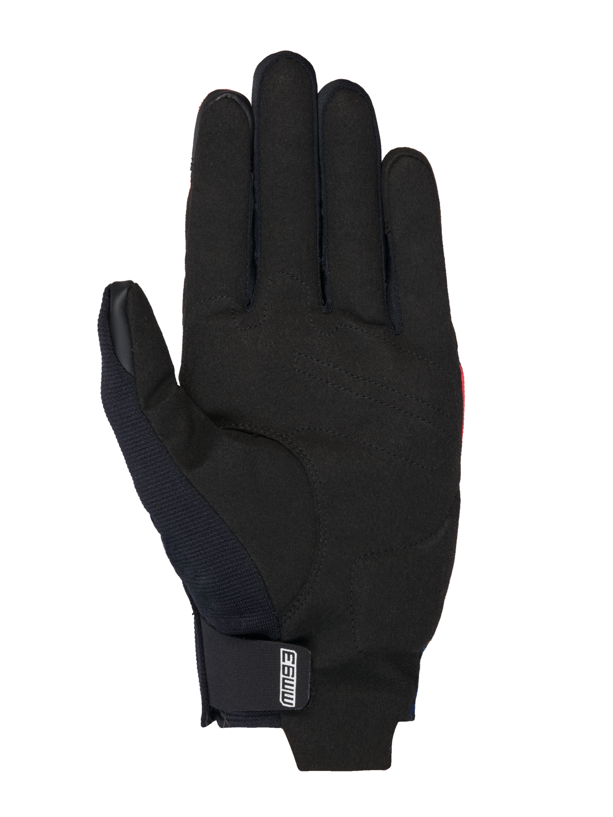 Alpinestars MM93 Reef V2 Gloves, Motorcycle Gloves, Black synthetic suede palm with reinforced stitching, featuring MM93 logo on the wrist strap, sleek short-cuff design for urban riding