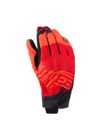 Luvas Alpinestars MM93 Reef V2, luvas de motociclismo de punho curto, vermelho fluorescente e vermelho vivo com detalhes em preto, com grafismos Marc Marquez MM93 e proteção integrada nos nós dos dedos, design urbano moderno