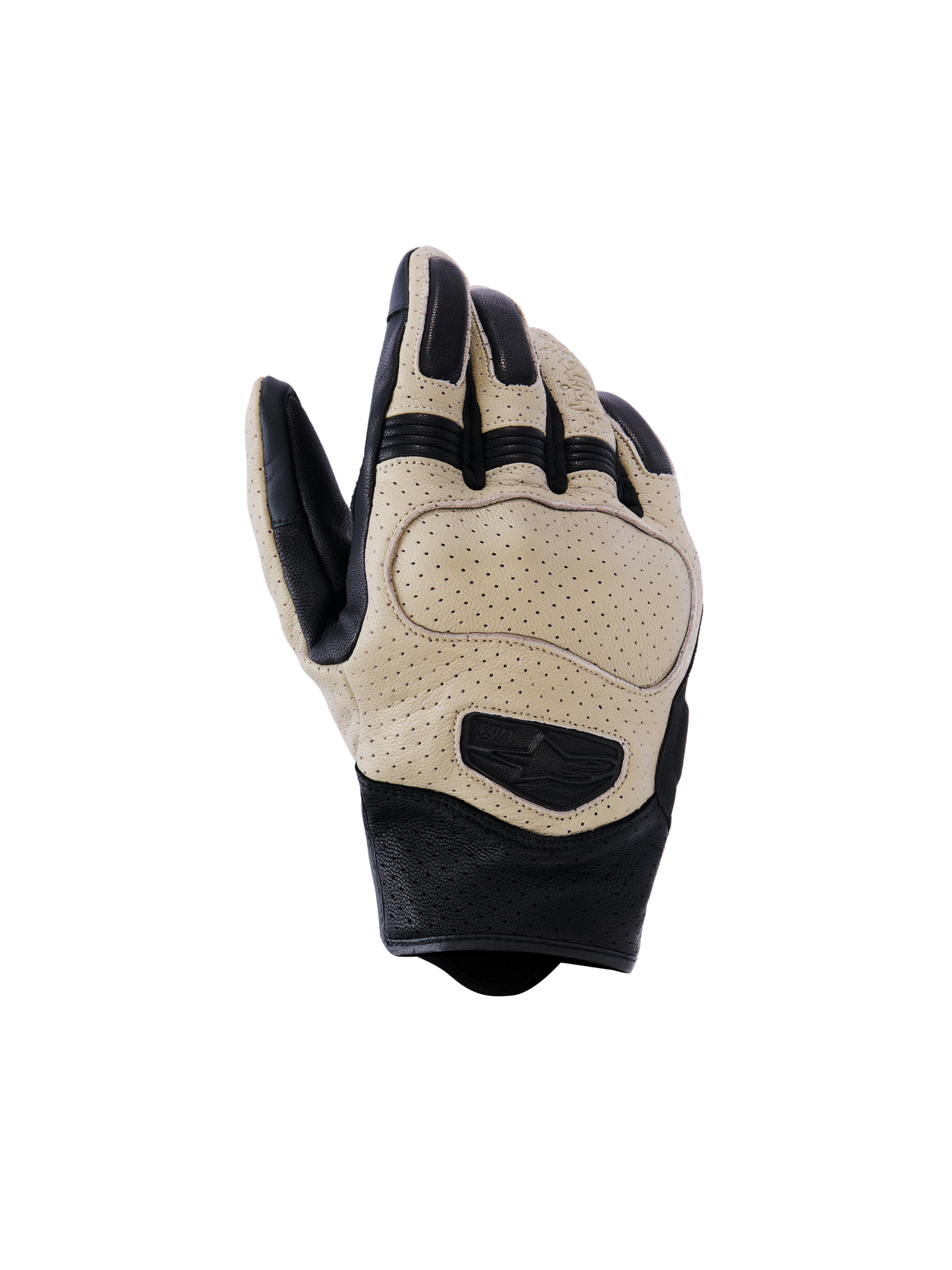 Alpinestars Mustang V3 Leather Gloves, Motorcycle Gloves, Beige and Black, Perforated Leather for Breathability, Premium Construction with Protective Knuckle Design