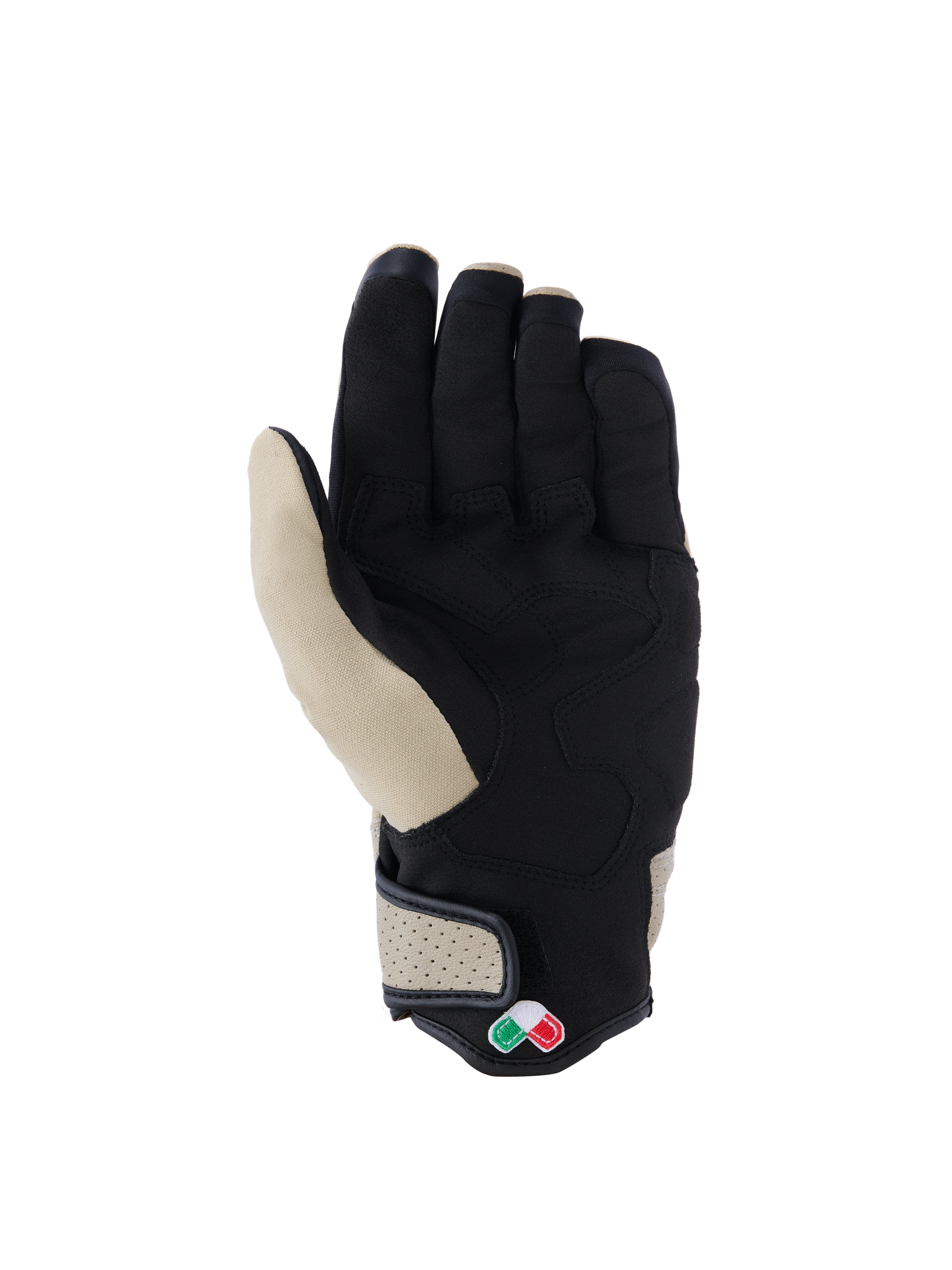 Luvas Alpinestars Tracker, luvas de motociclismo urbanas, alumínio e preto, vista da palma com construção em camurça sintética e reforços almofadados, punho em pele perfurada e design de punho curto.
