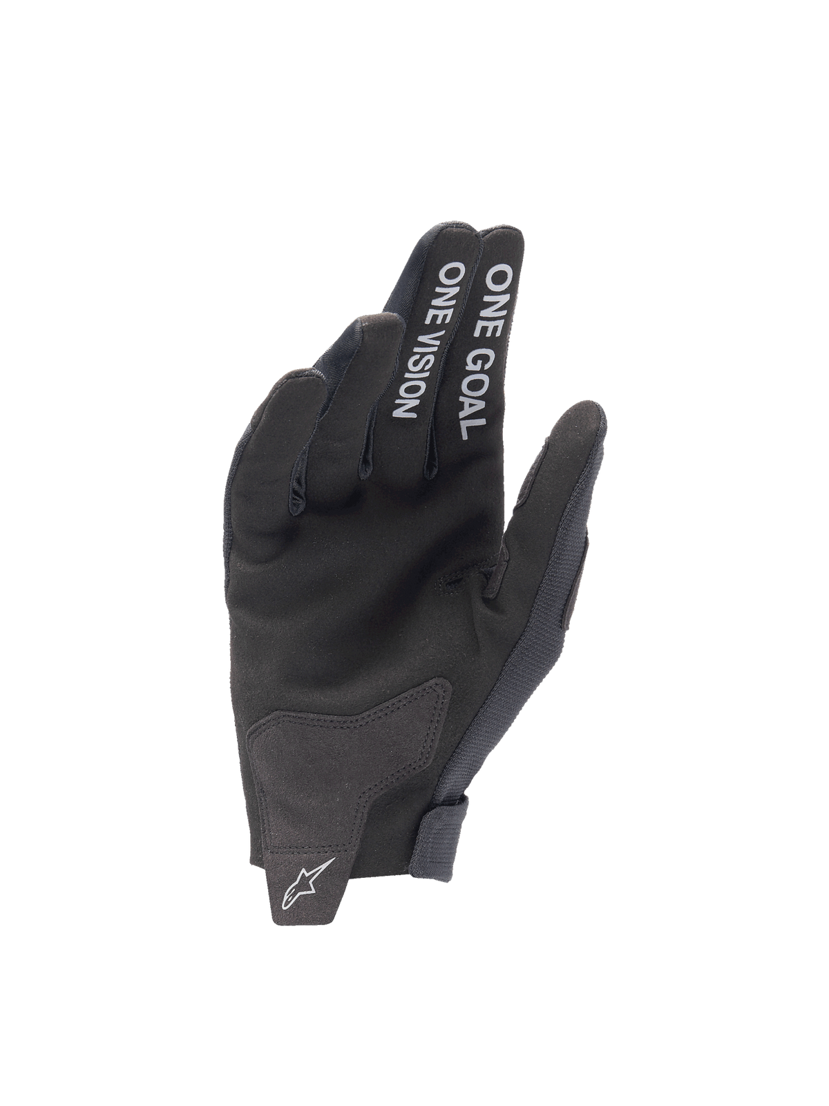 Alpinestars Radar 2025, luvas de motocross pretas para homem, palma em camurça sintética com One Goal One Vision