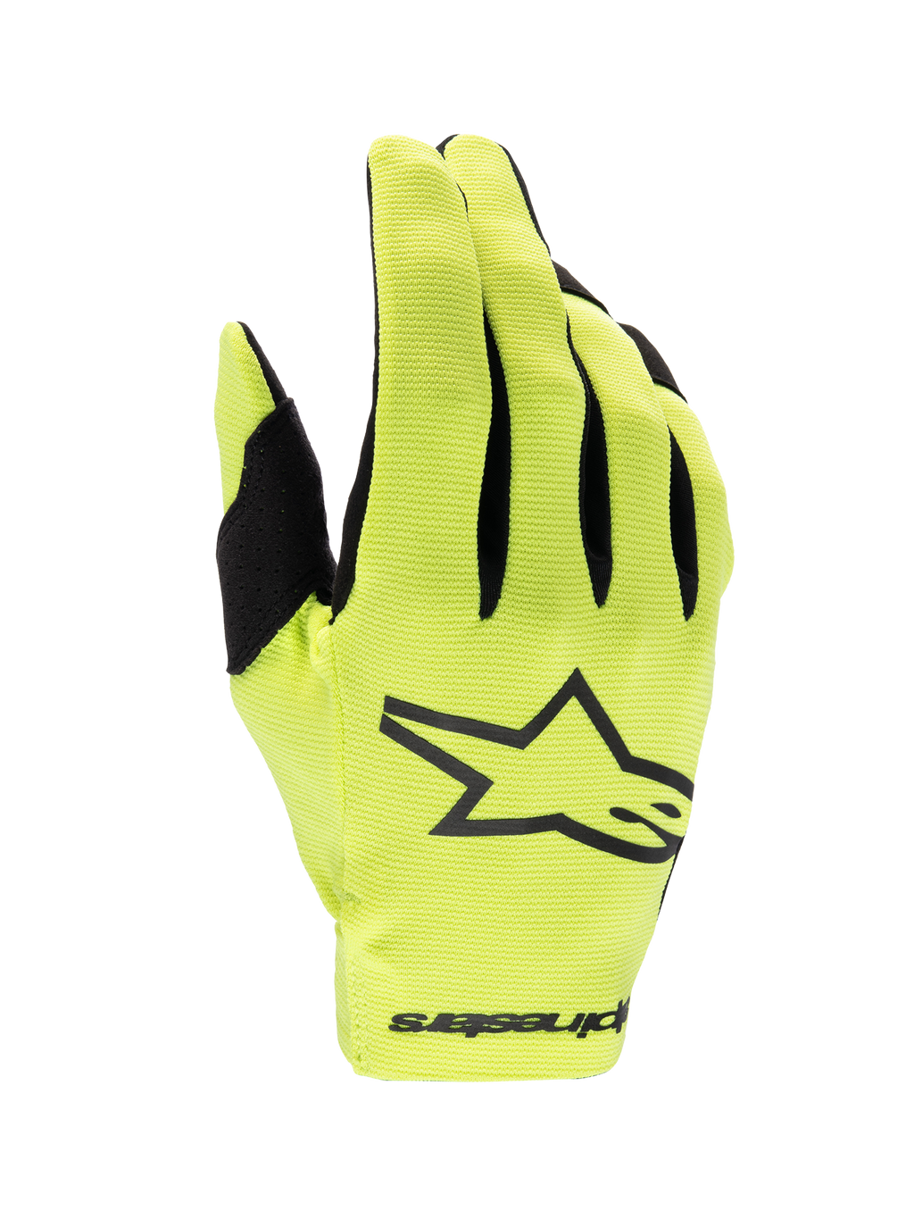Alpinestars Luvas Radar 2025, luvas de moto de motocross para homem, amarelas fluo e pretas, design de camada única leve.