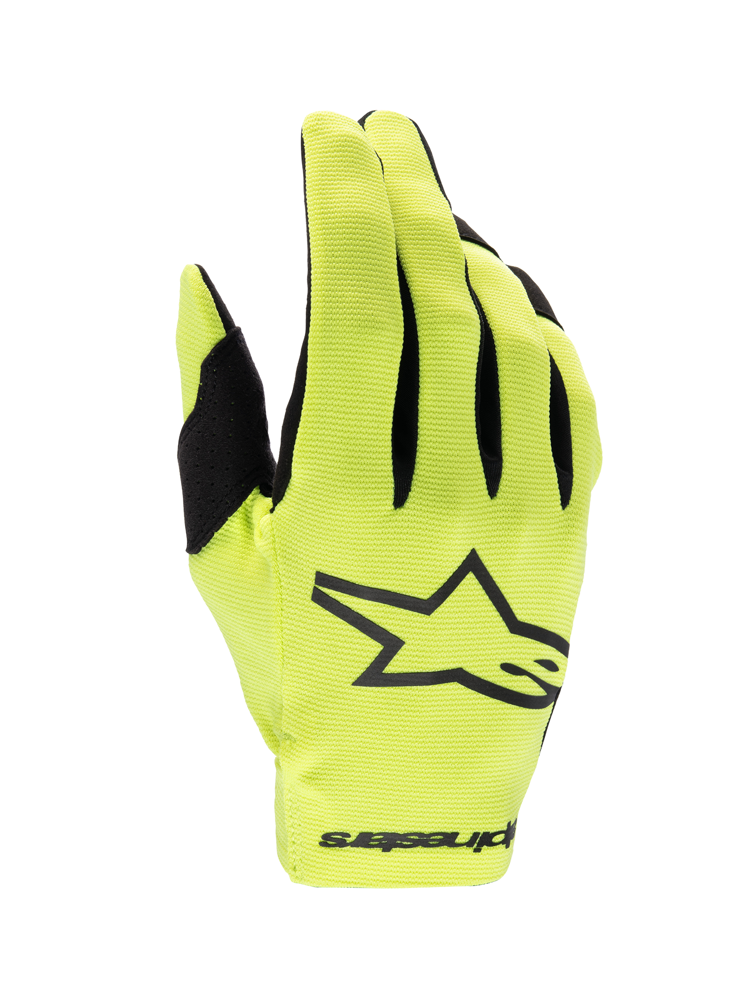 Alpinestars Luvas Radar 2025, luvas de moto de motocross para homem, amarelas fluo e pretas, design de camada única leve.