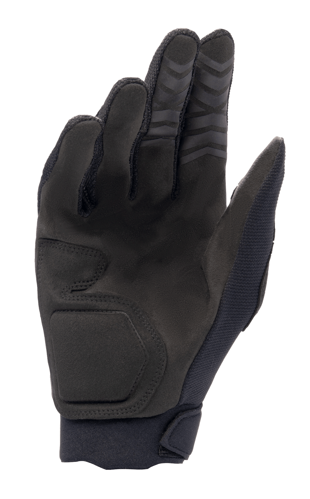 Luvas Alpinestars Full Bore XT, Pretas, vista da palma com camurça sintética para durabilidade e aderência, costuras ergonómicas e pontas dos dedos texturizadas para desempenho em todo-o-terreno