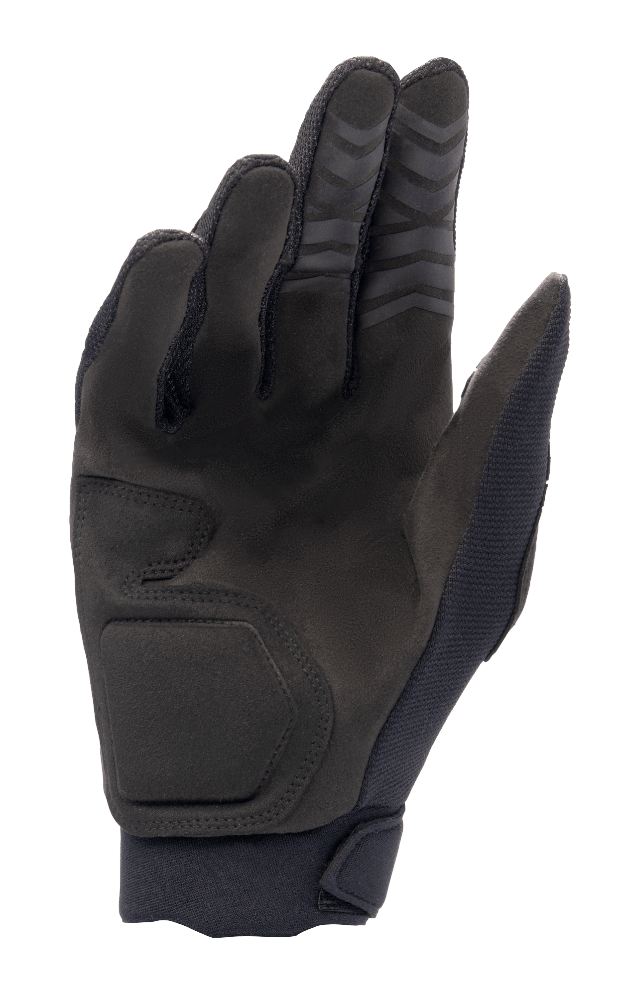 Luvas Alpinestars Full Bore XT, Pretas, vista da palma com camurça sintética para durabilidade e aderência, costuras ergonómicas e pontas dos dedos texturizadas para desempenho em todo-o-terreno