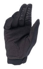 Alpinestars Honda Full Bore Gloves, Motocross Gloves, Black, palm view featuring synthetic suede for durability, silicon grip on fingertips, and reinforced thumb patch, designed for off-road performance