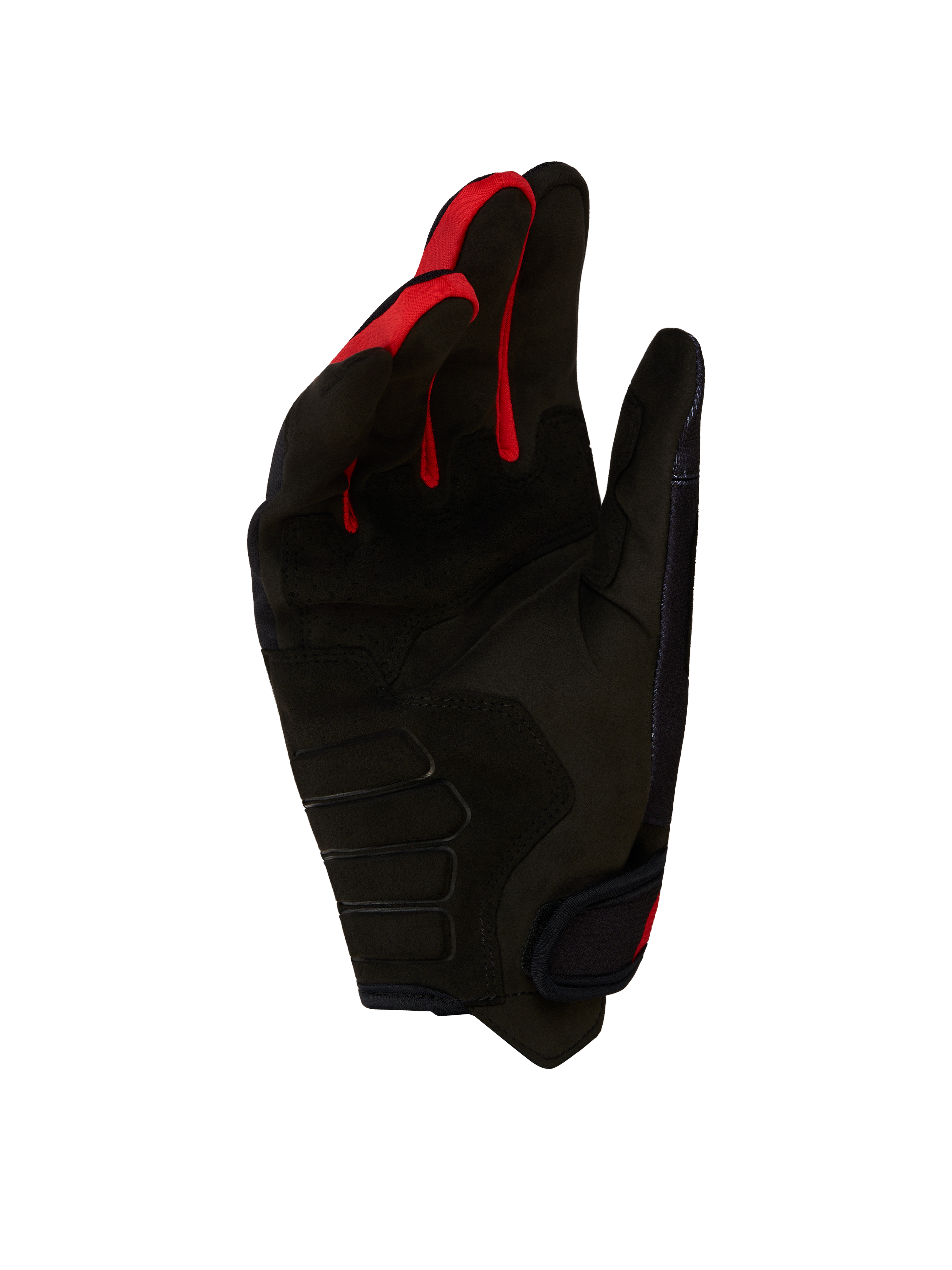 Alpinestars Luvas Techdura, luvas de moto todo-o-terreno, pretas e vermelhas, palma em camurça sintética acolchoada.
