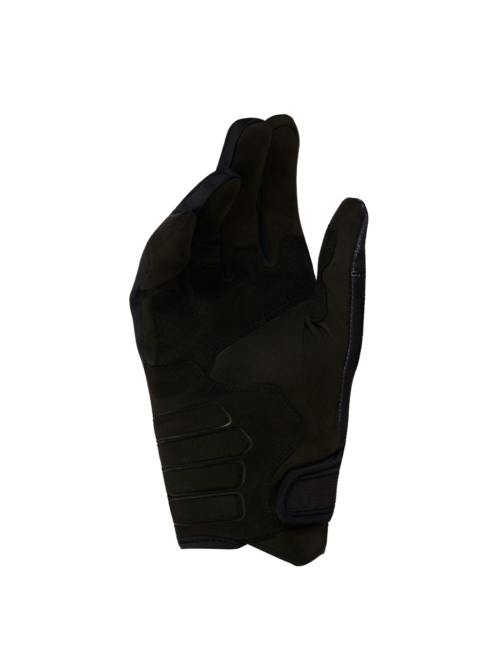 Alpinestars Luvas Techdura, luvas de moto pretas para enduro, vista da palma em camurça sintética reforçada, certificadas CE.