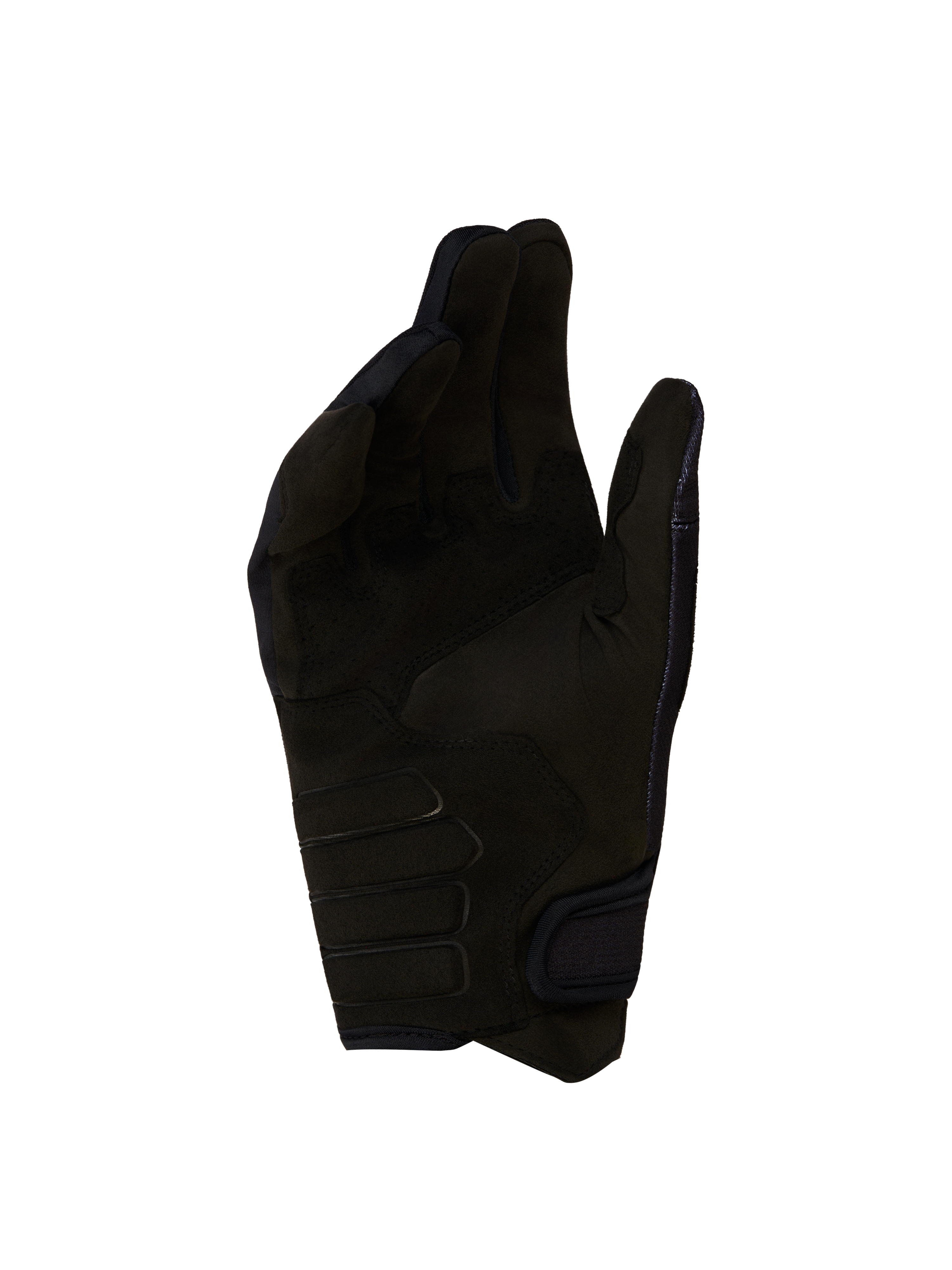 Alpinestars Luvas Techdura, luvas de moto pretas para enduro, vista da palma em camurça sintética reforçada, certificadas CE.