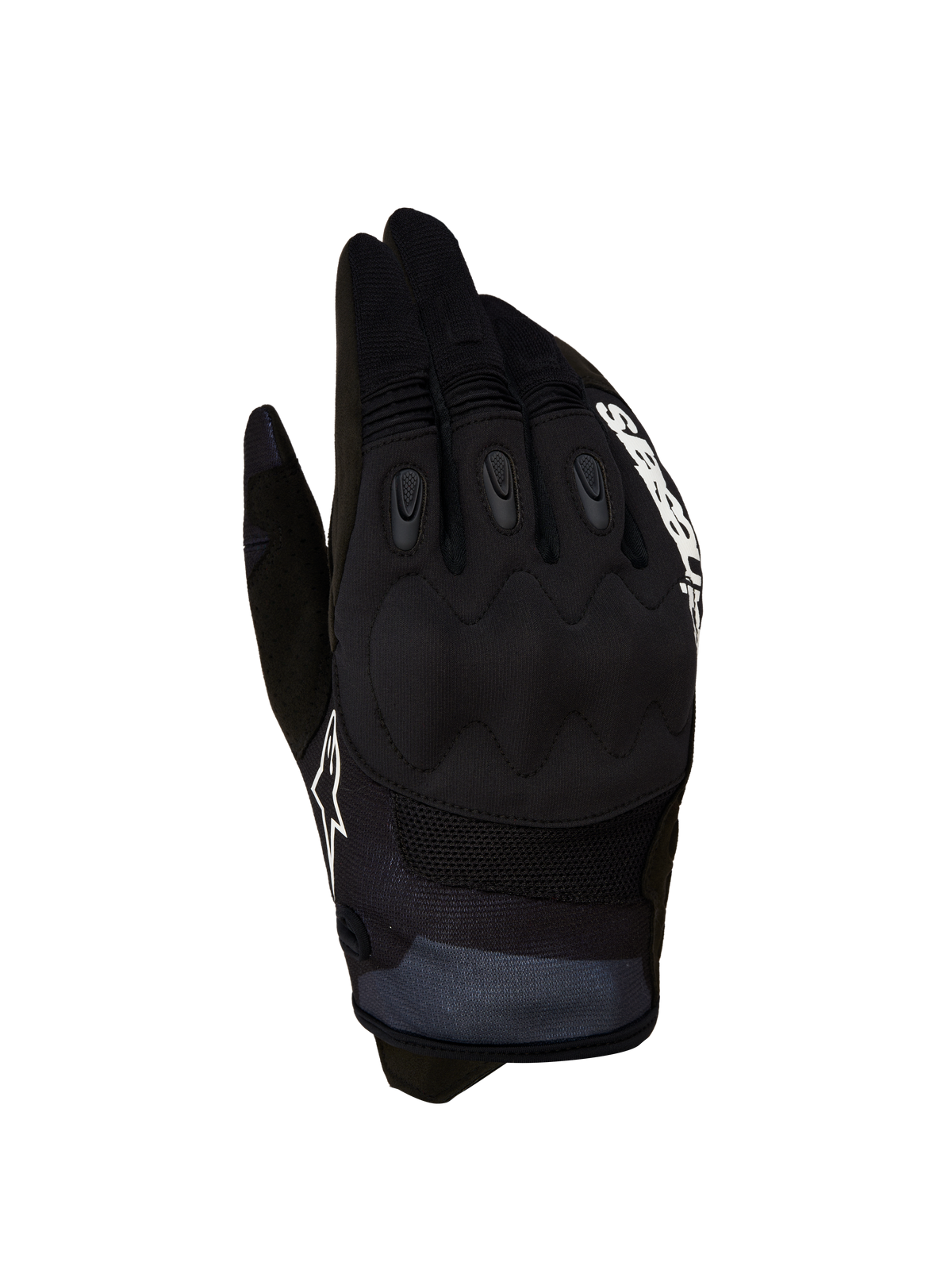 Alpinestars Luvas Techdura, luvas de moto off-road, para homem, pretas e brancas, com proteção reforçada nas articulações.