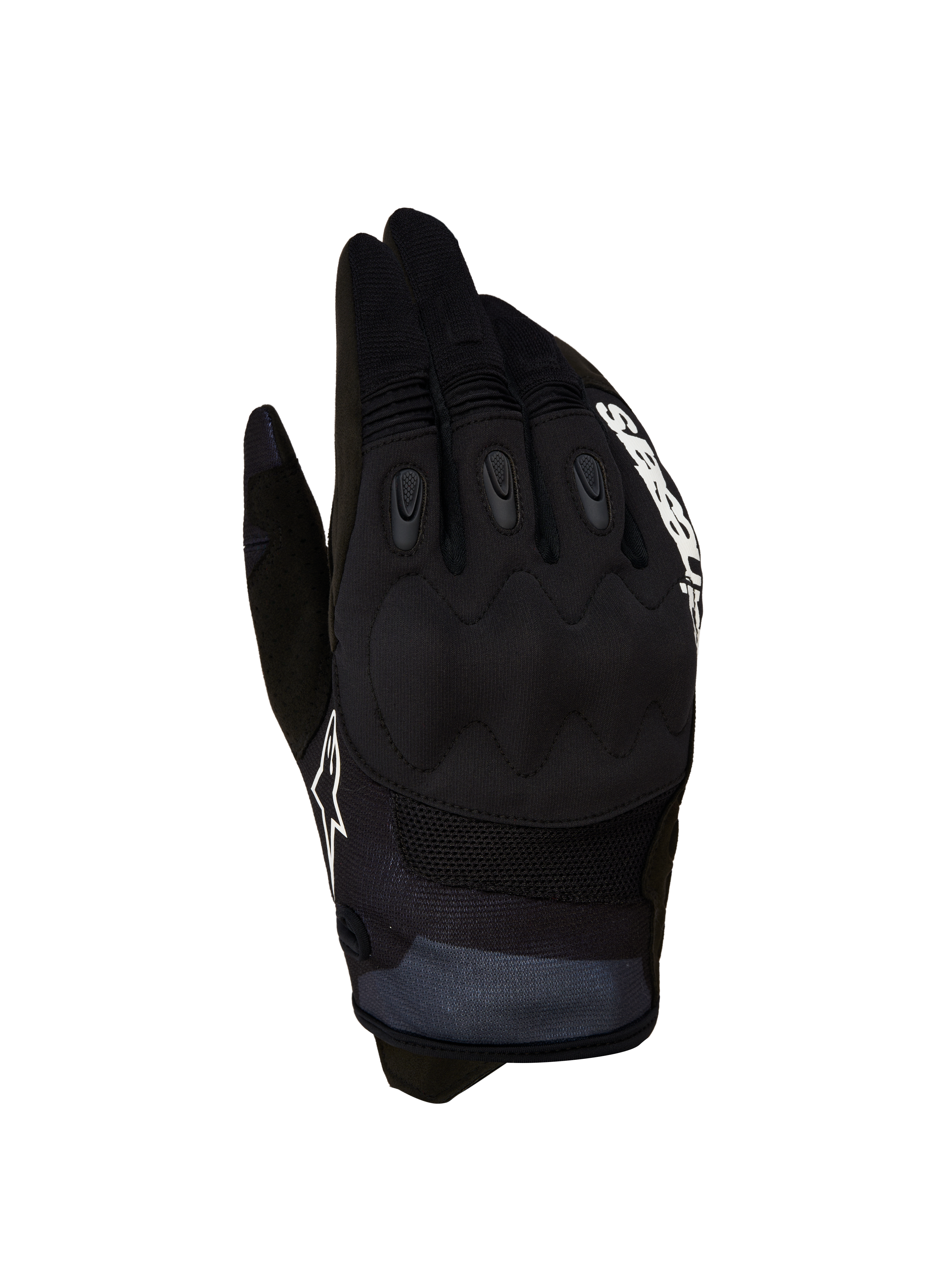 Alpinestars Luvas Techdura, luvas de moto off-road, para homem, pretas e brancas, com proteção reforçada nas articulações.