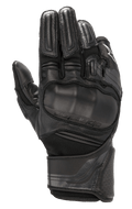 Luvas Alpinestars Booster V2, luvas de motociclismo pretas, com proteção viscoelástica moldada nos nós dos dedos, construção multi-painel em couro e tecido, proteção acolchoada nos dedos, punho em couro perfurado e tira de ajuste no pulso