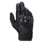 Alpinestars Celer V3 Gloves, Short Cuff Leather Motorcycle Gloves, Black, featuring hard PU knuckle protection and perforated leather panels, designed for road and urban riding with embossed branding