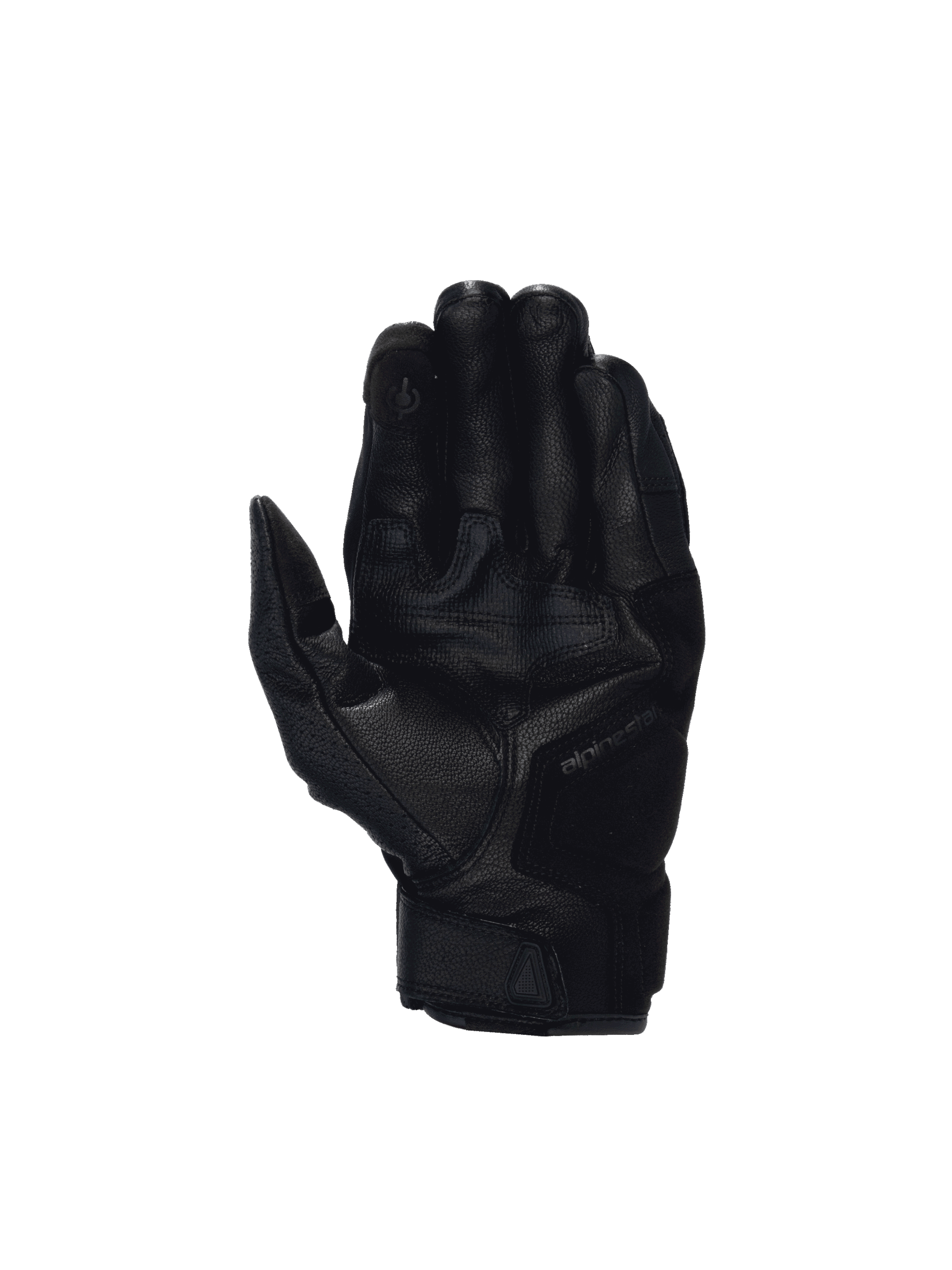 Alpinestars Celer V3 Gloves, black goat leather motorcycle road riding gloves featuring reinforced palm and touchscreen tip.