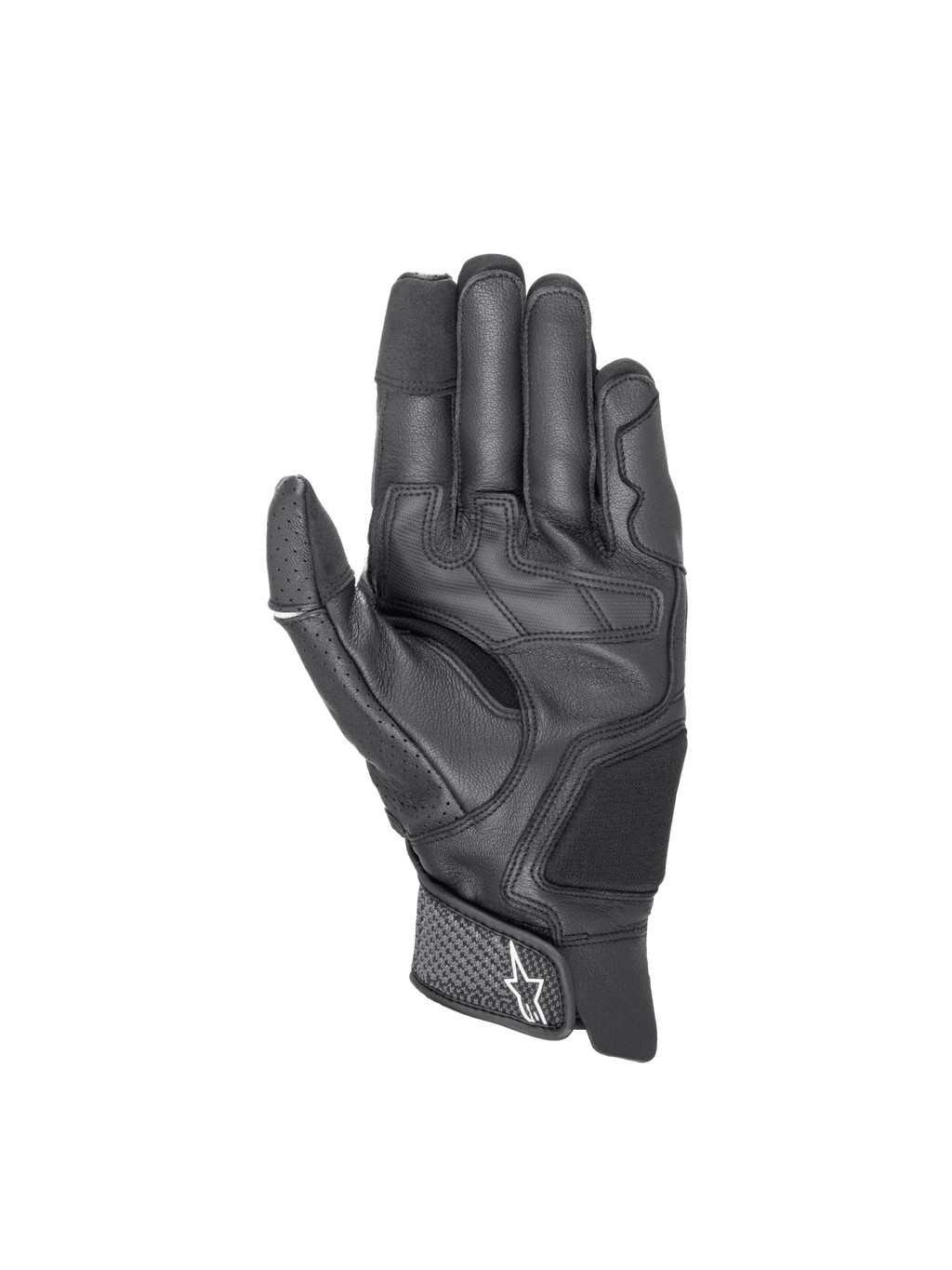 Alpinestars Luvas Morph Sport, luvas de moto desportivas para homem, pretas, em couro e têxtil com reforços na palma e pontas dos dedos compatíveis com ecrãs táteis.