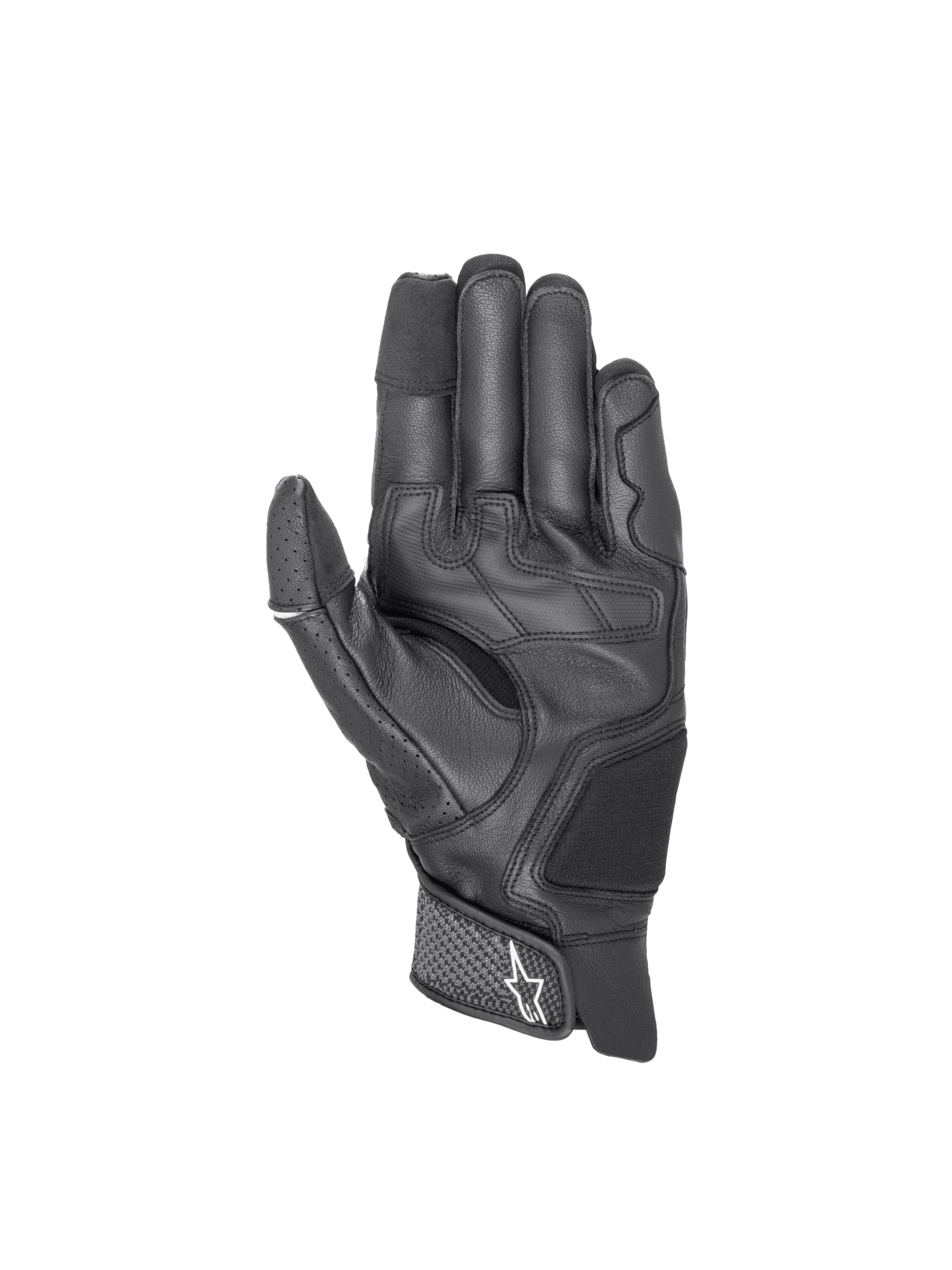 Alpinestars Luvas Morph Sport, luvas de moto desportivas para homem, pretas, em couro e têxtil com reforços na palma e pontas dos dedos compatíveis com ecrãs táteis.