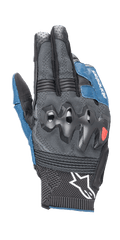 Alpinestars Morph Sport Gloves, luvas de motociclismo, pretas e azul Sodalite, com proteções de nós dos dedos sobre-injetadas, dorso em MorphTech Weave com inserções RIDEKNIT, logótipo de estrela branco no punho, tecido técnico texturizado para condução em estrada