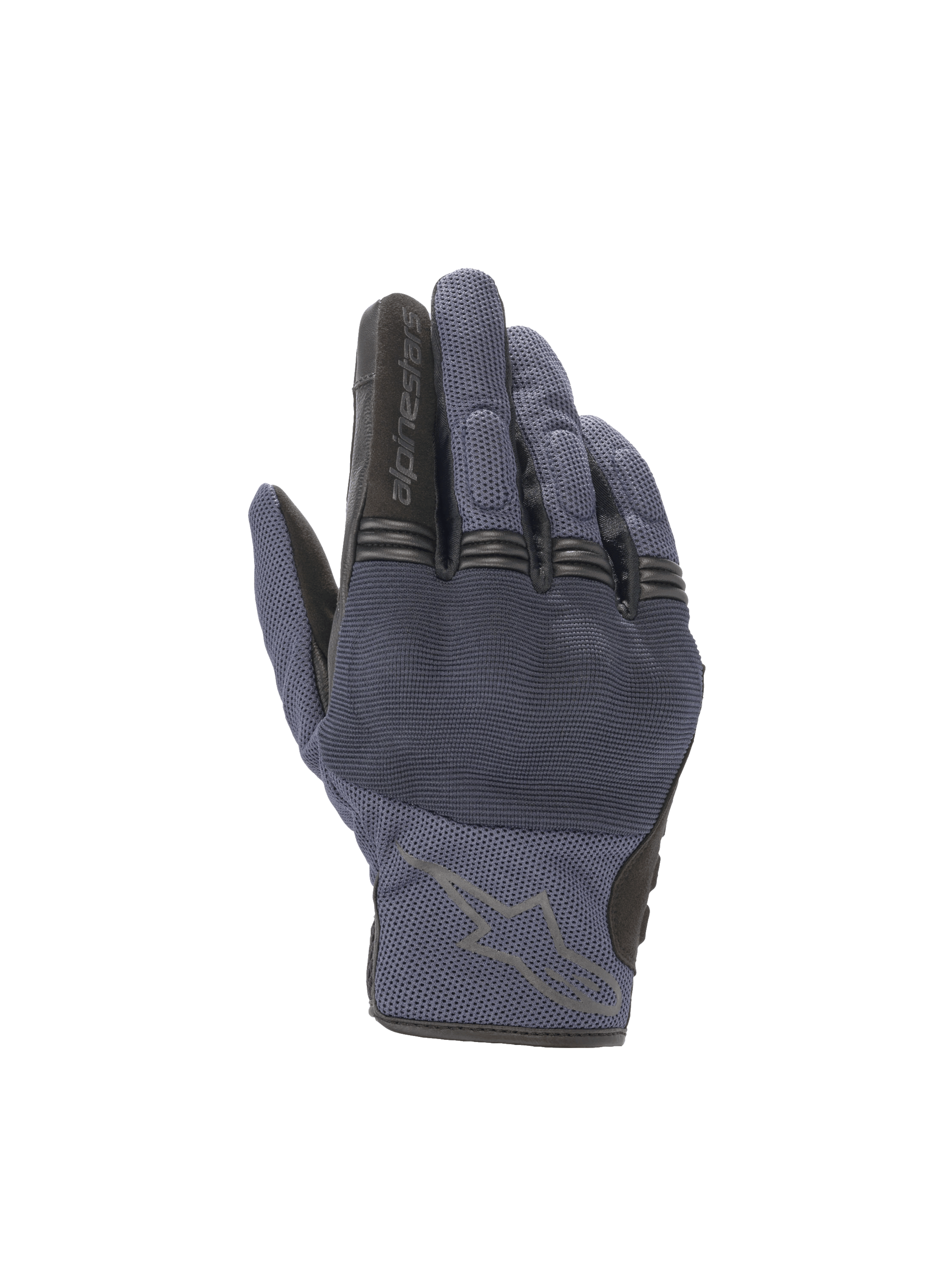 Alpinestars Luvas Copper, luvas de moto urbanas, azul índigo e pretas, com proteção rígida nos nós dos dedos.