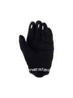 Alpinestars Mogress Airflow Gloves, Urban Motorcycle Gloves, Anthracite Black, palm view featuring synthetic reinforcements and 3D mesh zones, silicone grip inserts on fingers, short cuff with white branding