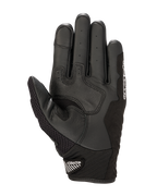 Luvas Alpinestars SMX-1 Air V2, vista da palma, pretas e brancas, com zonas de aderência em couro reforçado, palma perfurada para ventilação e punho curto com fecho de velcro