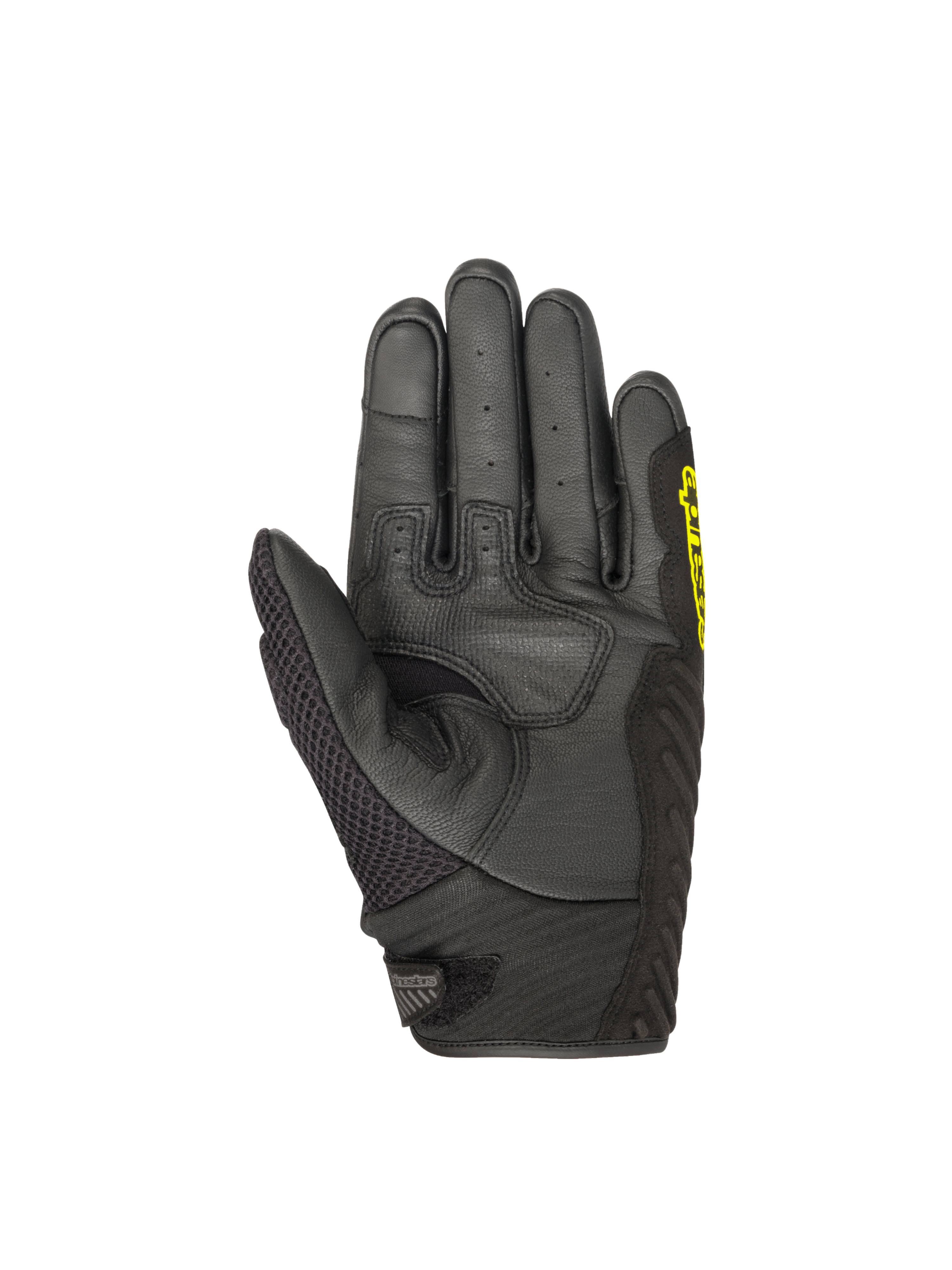 Alpinestars Luvas SMX-1 Air V2, luvas de moto para homem, pretas e amarelas fluorescentes, palma em couro reforçado, certificadas CE