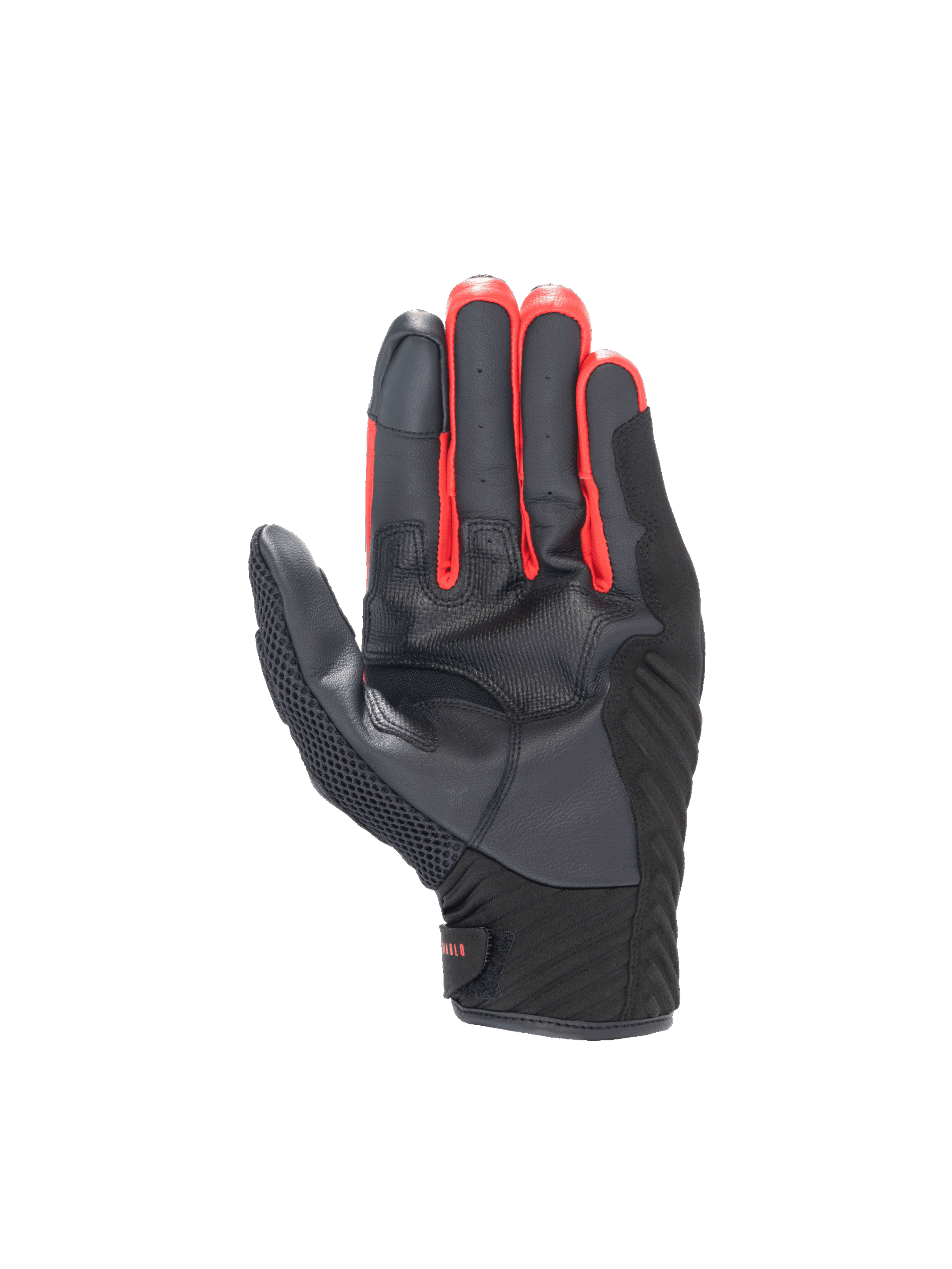 Alpinestars FQ20 SMX-1 Air V2 Monster, luvas de moto em pele pretas e vermelhas, vista da palma com reforço de aderência.