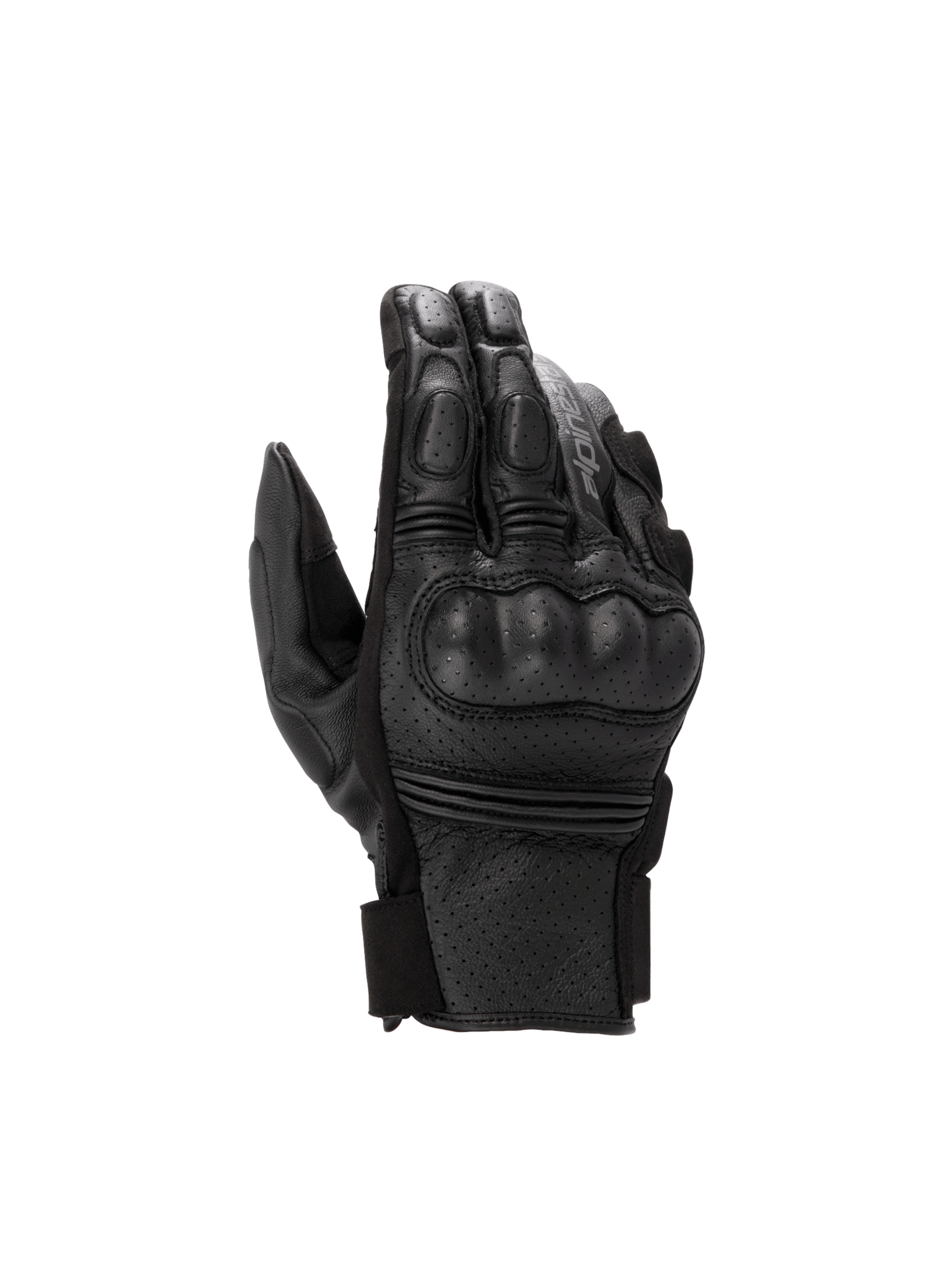 Alpinestars Phenom Leather Air, luvas de moto para homem, pretas, em couro perfurado com proteção rígida nos nós dos dedos.