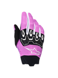 Alpinestars Stella Full Bore V2 Gloves, Women's Motocross Gloves, Violet White and Black, featuring ergonomic TPR knuckle protection, white Alpinestars star logo on violet stretch fabric, black neoprene cuff, off-road motorcycle racing gear