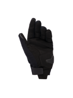 Luvas Alpinestars Reef Femininas V2, Pretas, vista da palma mostrando o material em camurça sintética, reforço acolchoado e tira de pulso com fecho de gancho e laço, luvas de motociclismo urbanas de punho curto