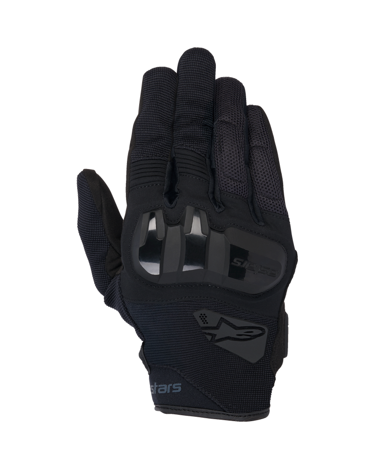 Alpinestars Chrome Women's Gloves, Black Asphalt, short cuff motorcycle gloves with textile and mesh construction, featuring integrated TPU knuckle protection and Alpinestars logo, urban road riding gear for women.
