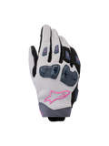 Alpinestars Stella SP X 3, luvas de motociclismo para mulher, cinzento médio, preto e rosa, com proteção rígida nas articulações e logótipo de estrela rosa, design desportivo elegante