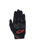 Alpinestars Stella SP X 1 Gloves, women's road racing gear in black and red fluo with ventilated textile and TPR knuckles.